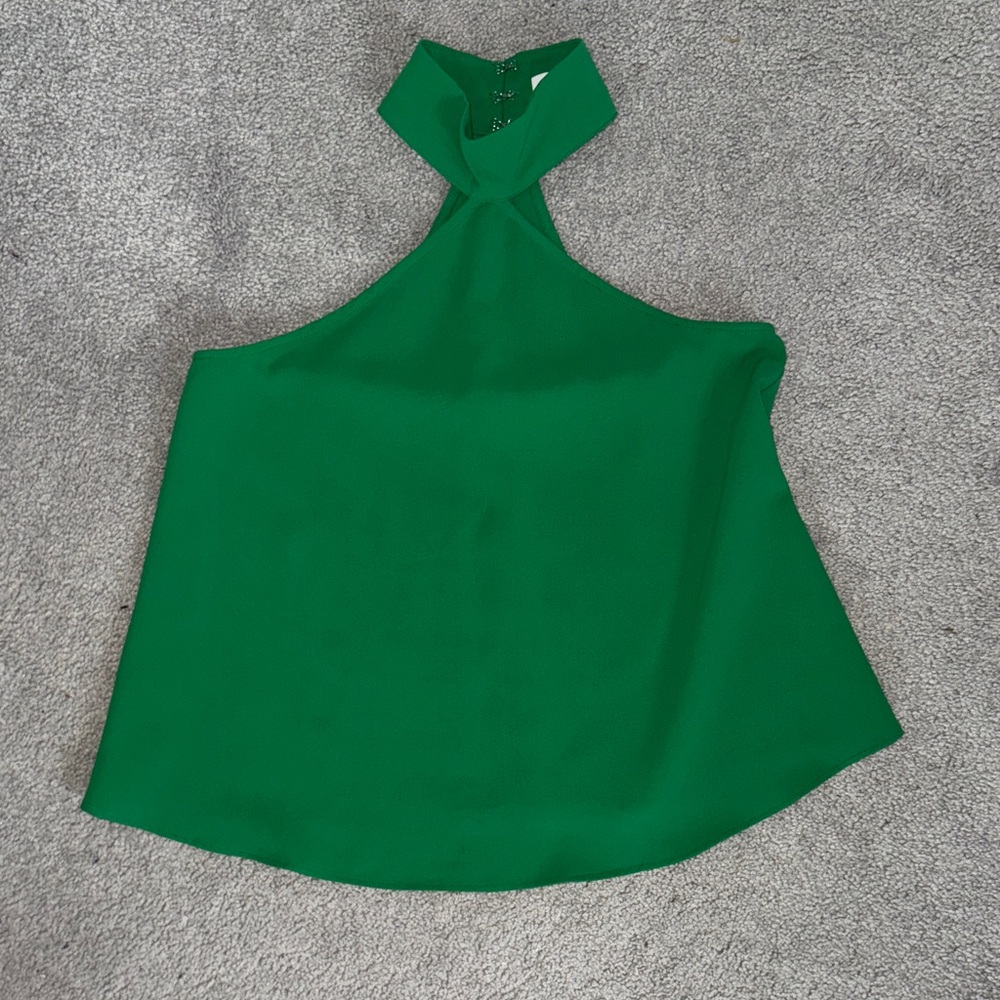 Elegant Green Halter Neck Top